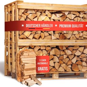 Brennholz Buche Palette 1RM 30 Cm - Kammergetrocknet, Sauber & Schädlingsfrei - Feuerholz 20% Restfeuchte Für Kamin, Grill, Ofen, Feuerschale - Buchenholz Raummeter Mit Lieferung