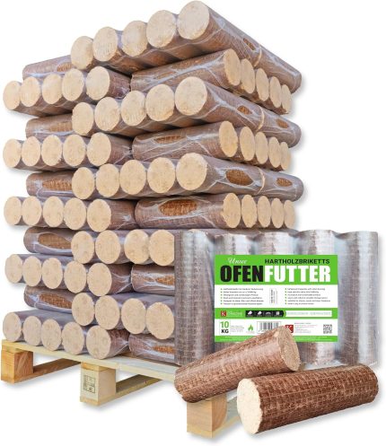 Holzbriketts Nestro 300Kg Hartholz Briketts Kamin Ofen Brikett Brennholz Heizbriketts Aus Buche &/Oder Eiche 30X10Kg=300Kg Palette Nestro Brikett Rund ( BRENNHOLZ, BRIKETTS & CO.)