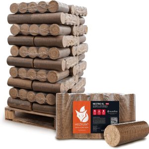 Holzbriketts Nestro XL Red - Hartholzbriketts Palette 300 Kg (30X10 Kg) - Premium Briketts Für Kamin, Heizkessel & Ofen - Hoher Heizwert, Geringer Aschegehalt & Maximale Energieausbeute