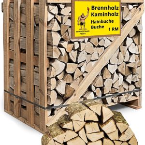 Brennholz Kaminholz Hartholz - 1RM Box 25 Cm Holz Für Kamin Ofen Pizzaofen Grill Smoker Kaminofen Holzofen | 1 Raummeter Feuerholz Buchenholz Auf Palette | Firewood Woodfire