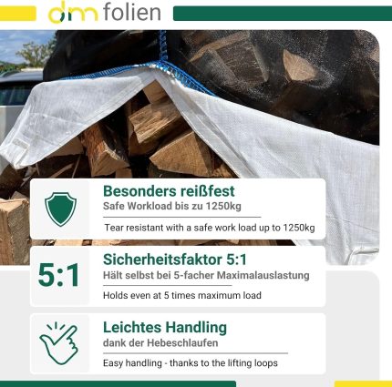 Dm-Folien Holz Big Bag 100X100X160Cm I 10 Stück I SWL 1.000 Kg I Robuster Big Bag Holz Mit Netzgewebe & Sternenboden I Big Packs Für Brennholz I Stabil & Wiederverwendbar