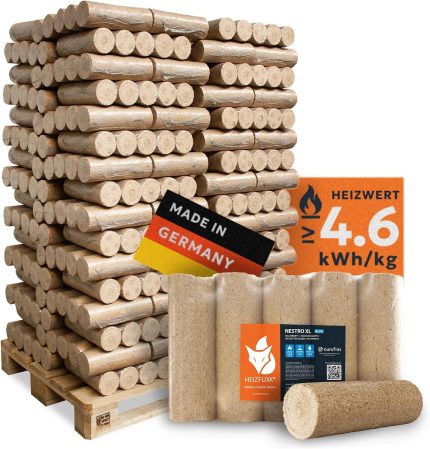 Holzbriketts Nestro XL Blue - Weichholzbriketts Palette 960 Kg (96X10 Kg) - Premium Briketts Für Kamin, Heizkessel & Ofen - Hoher Heizwert, Geringer Aschegehalt & Maximale Energieausbeute
