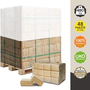 Holzbriketts Aus Kiefernholz (100% Kiefer) Auf 1 Palette - Für Kamin, Ofen, Grill, Smoker - 480 Kg Oder 720 Kg (480 Kg)