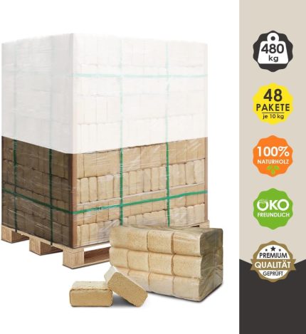 Holzbriketts Aus Kiefernholz (100% Kiefer) Auf 1 Palette - Für Kamin, Ofen, Grill, Smoker - 480 Kg Oder 720 Kg (480 Kg)