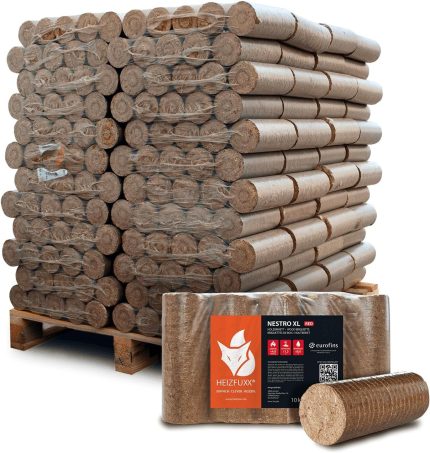 Holzbriketts Nestro XL Red - Hartholzbriketts Palette 960 Kg (96X10 Kg) - Premium Briketts Für Kamin, Heizkessel & Ofen - Hoher Heizwert, Geringer Aschegehalt & Maximale Energieausbeute