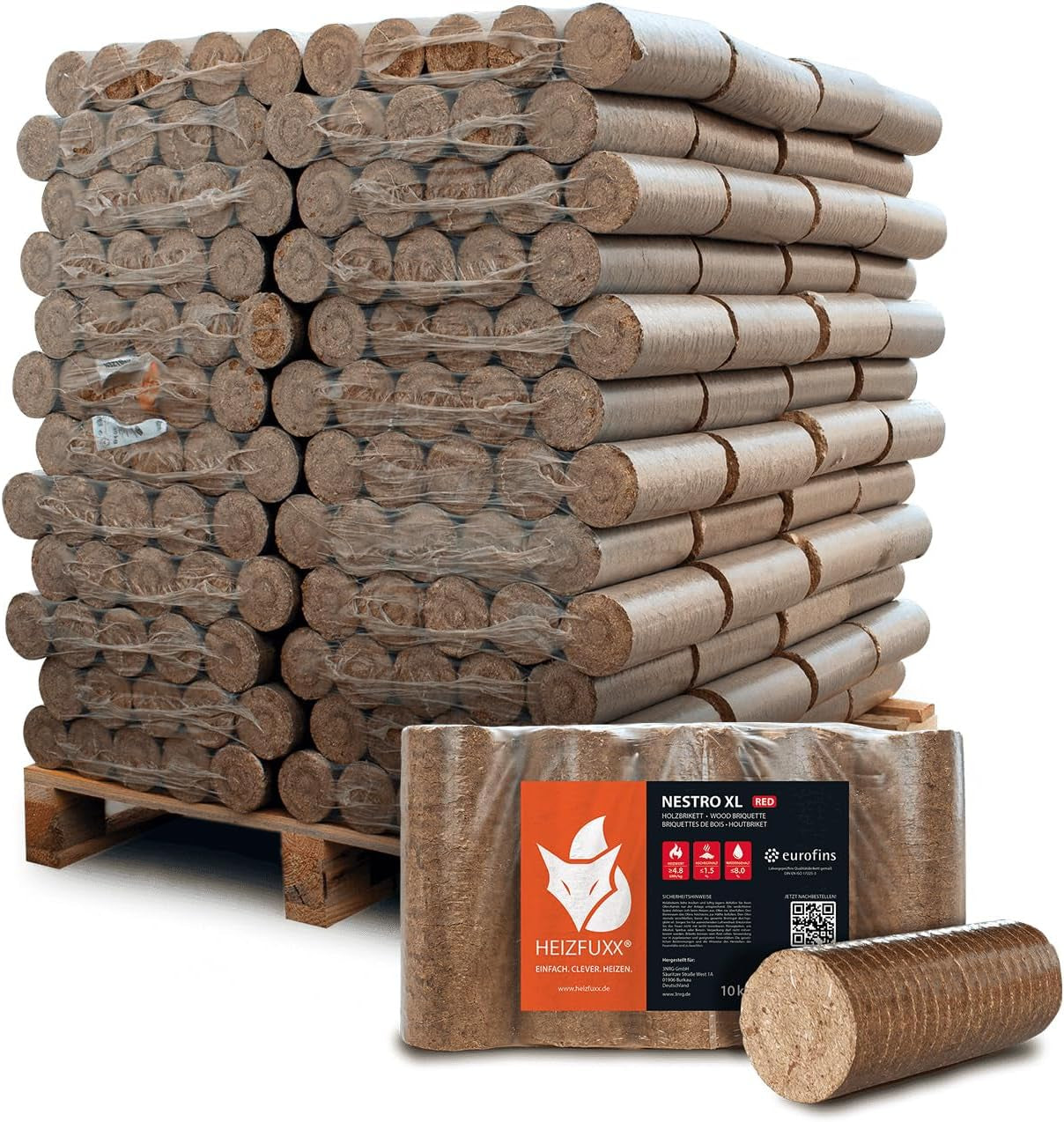 81dfdd71ccb74926f2cd4421e9487b7f Holzbriketts Nestro XL Red - Hartholzbriketts Palette 960 Kg (96X10 Kg) - Premium Briketts Für Kamin, Heizkessel & Ofen - Hoher Heizwert, Geringer Aschegehalt & Maximale Energieausbeute