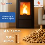 Holzpellets Blue Palette 300 Kg (20 X 15 Kg) - 6Mm Weichholz Pellets Mit Hohem Heizwert & Geringem Ascheanteil - Premium Heizpellets Als Sackware Für Feuerrohr, Kamin, Ofen Oder Grill