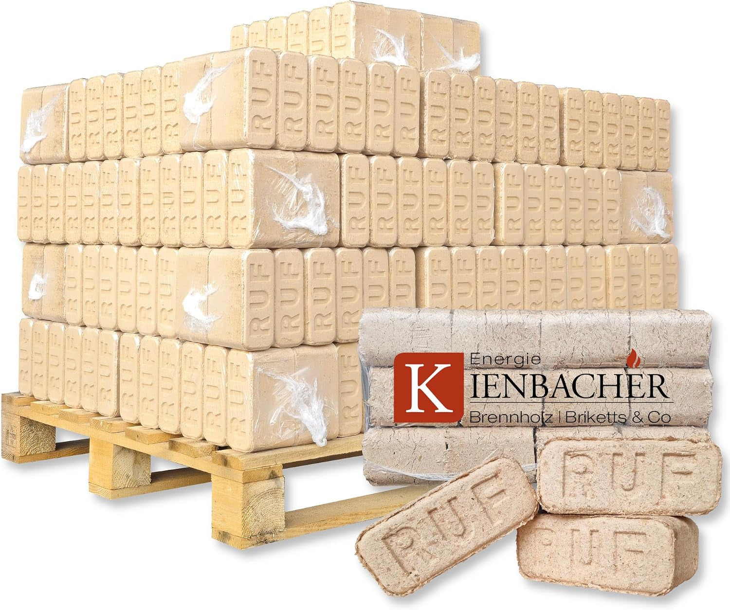 990c74cc2c743a96e1635031c0211ad3 500 Kg Holzbriketts RUF Hartholz Briketts Kamin Ofen Brikett Brennholz Heizbrikett Aus Buche&/Oder| Eiche | Esche | Hainbuche | Birke Je Nach Verfügbarkeit 50 X 10Kg / 500Kg Palette RUF Brikett Eckig