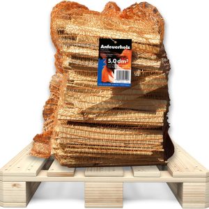 Anfeuerholz Im 5,0 Dm³ Netz 96 STK. - Eignet Sich Ideal Zum Anfeuern Von Holzbriketts Oder Brennholz in Ihrem Kamin Oder Ofen.