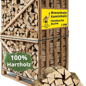 Brennholz Kaminholz Hartholz - 2RM Box 25 Cm Holz Für Kamin Ofen Pizzaofen Grill Smoker Kaminofen Holzofen | 2 Raummeter Feuerholz Buchenholz Auf Palette | Firewood Woodfire