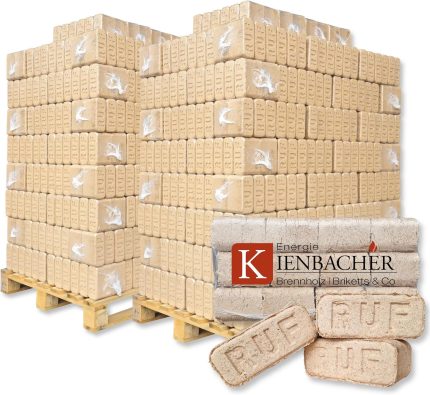 2000Kg Palette RUF Hartholzbriketts Brenn Kamin Ofen Grill Smoker Heizen Holz Gluthalter Brennholz Premium Öko Holzbriketts | 2 Paletten |