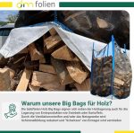 Dm-Folien Holz Big Bag 100X100X160Cm I 10 Stück I SWL 1.000 Kg I Robuster Big Bag Holz Mit Netzgewebe & Sternenboden I Big Packs Für Brennholz I Stabil & Wiederverwendbar
