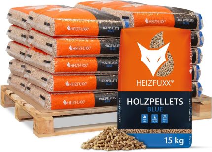 Holzpellets Blue Palette 300 Kg (20 X 15 Kg) - 6Mm Weichholz Pellets Mit Hohem Heizwert & Geringem Ascheanteil - Premium Heizpellets Als Sackware Für Feuerrohr, Kamin, Ofen Oder Grill