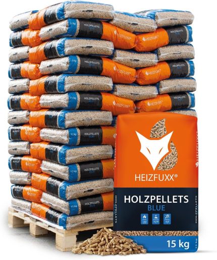 Holzpellets Blue Palette 975 Kg (65 X 15 Kg) - 6Mm Weichholz Pellets Mit Hohem Heizwert & Geringem Ascheanteil - Premium Heizpellets Als Sackware Für Feuerrohr, Kamin, Ofen Oder Grill