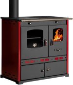 EEK A+ Kaminofen Mit Backfach Und Herdplatte Perfect Eco Lux Schwarz Rechts Holzofen 7 Kw Kamin Ofen Holz Werkstattofen Hüttenofen Heizofen Gartenofen, L