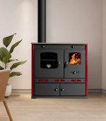 EEK A+ Kaminofen Mit Backfach Und Herdplatte Perfect Eco Lux Schwarz Rechts Holzofen 7 Kw Kamin Ofen Holz Werkstattofen Hüttenofen Heizofen Gartenofen, L