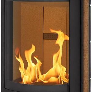 H&M Germany Kaminofen EVO 3.0 XL Stahl Schwarz Ofen Heizofen Modernes Segment-Design 7Kw Holzofen Speicherofen Rund Holzkamin Mit Großer Sichtscheibe Und Gussboden