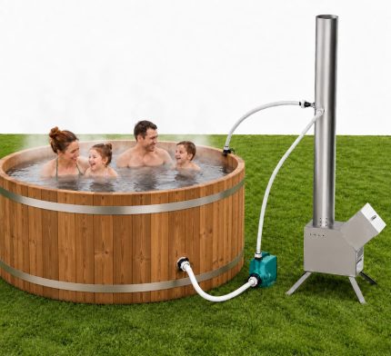 ECOPOOLTECH Wärmepumpe Poolheizung Holz, Holzbefeuerte Wärmepumpe, Ideal Für Freien Kleine Schwimmbäder Und Whirlpools, Kontinuierliche Holzbefeuerte Heizung