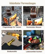 TOMOUNT Zeltofen Tragbar Edelstahl Campingherde Holzofen Mit Schornstein, Holzkocher Für Zelte, Unterkünfte Und Camping