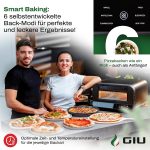 GIU Elektrischer Pizzaofen - Starker Elektro-Ofen Für Neapolitanische Pizza | Backofen, Pizzaofen, Elektrisch, Electric Oven | Über 400 Grad Fusionheat-Tech | Genieße Steinofen-Geschmack Zuhause