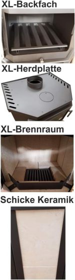 Kaminofen Mit Backfach+Herdplatte Victoria Taro F Schwarz – 9,51 Kw