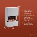 GLOW FIRE Kaminofen Portia Mit Realistischem 3D E-Motion Led-Feuer - Stand-Elektrokamin Mit Heizung Und Kaminfeuer, Knistereffekt & Timer, Max. 1500 W, 140X100X45, Weiß