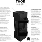 KRATKI Thor Schwarz Holzofen, Freistehend, Bimschv 2-Konform, 8 Kw, Thermische Effizienz, 83%, Staubauslass, 150 Mm, Stahl Und Dekoratives Glas, Gerade Verglasung, EEK A+ Kaminofen