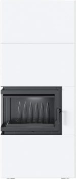 KRATKI Home Simple Box Kaminofen 8 Kw - Holzofen Stahlverkleidung Weiß 2-Seitig - Türanschlag Links, Fertigbausatz - Ø200 Mm Rauchrohranschluss - Bimschv 2 Zertifiziert