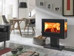 Holzofen Atlantic Trivision Ecodesign 6.7 Kw Kamin Mit Tür, Dreifachverbrennung, Sauberes Glassystem, Panoramablick