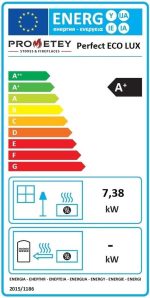 EEK A+ Kaminofen Mit Backfach Und Herdplatte Perfect Eco Lux Schwarz Rechts Holzofen 7 Kw Kamin Ofen Holz Werkstattofen Hüttenofen Heizofen Gartenofen, L