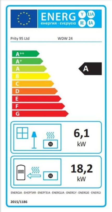 EEK A: Wasserführender Kaminofen  WD W24 D, Creme - 24,3 Kw Schwarz