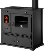 EEK A+ Kaminofen Mit Backfach Und Herdplatte Perfect Eco Schwarz Holzofen 7 Kw Kamin Ofen Holz Werkstattofen Hüttenofen Heizofen Gartenofen