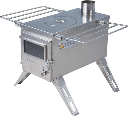 Nomad Medium Zeltofen | Kleiner Tragbarer Holzofen Für Zelte, Unterkünfte Und Camping | 800 Cubic Inch Firebox | Präzisions-Edelstahlkonstruktion | Enthält Schornsteinpfeife
