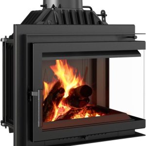 KRATKI Kamineinsatz Simple – 8 Kw Eck-Kamin Mit Seitlicher Verglasung, Türanschlag Links/Rechts, Holzofen, Energieeffizienzklasse a - 70,1 X 60 X 36 Cm
