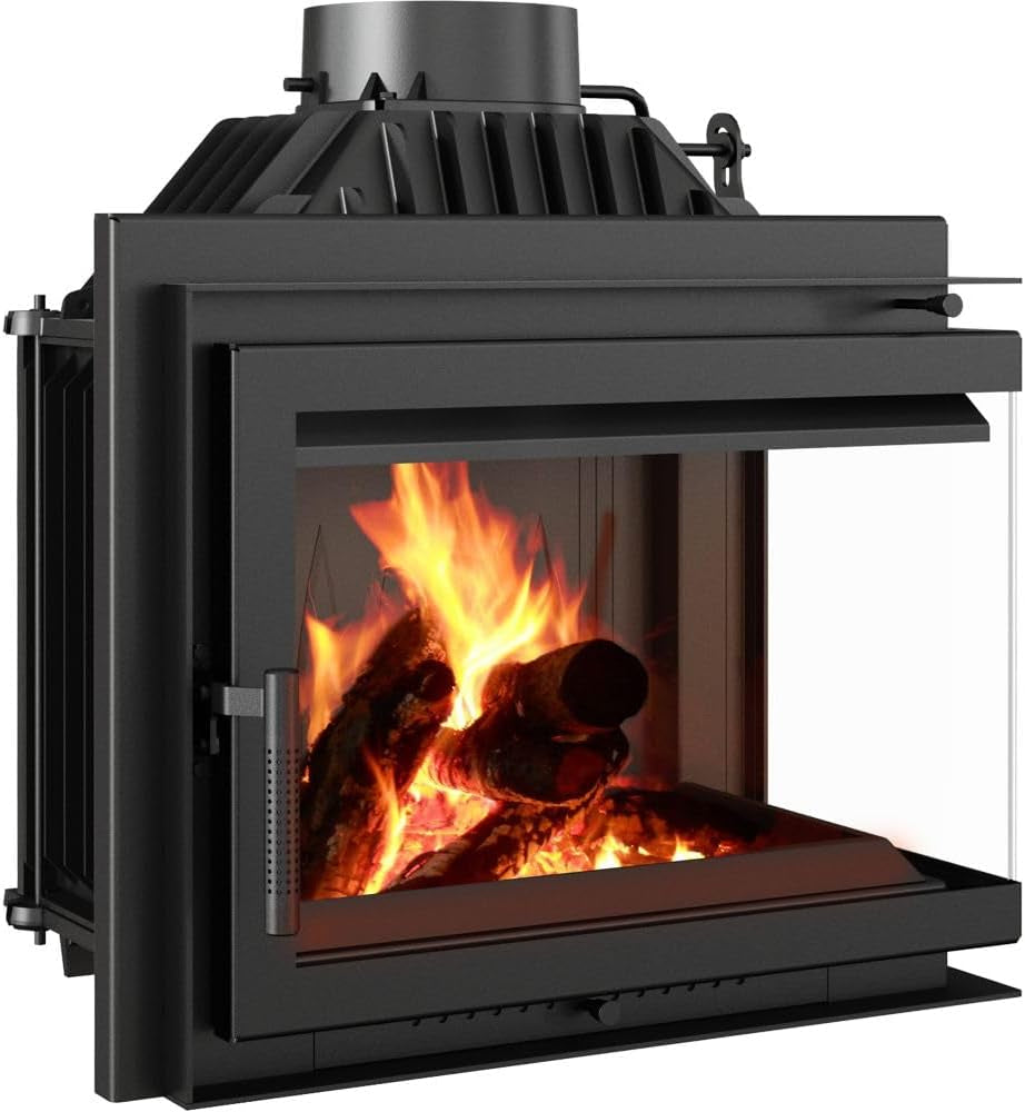 4751606f4b46a43c89f5edf28b34884a KRATKI Kamineinsatz Simple – 8 Kw Eck-Kamin Mit Seitlicher Verglasung, Türanschlag Links/Rechts, Holzofen, Energieeffizienzklasse a - 70,1 X 60 X 36 Cm