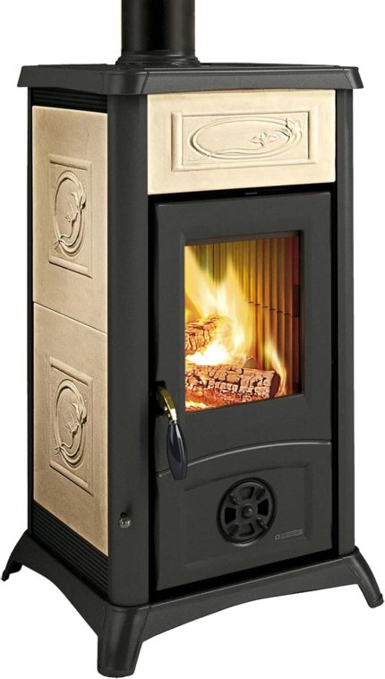 Holzofen 'Gemma Liberty', Außenverkleidung Aus Steingut, Türen, Kopfteil Und Feuerstelle Aus Gusseisen, Keramikglas, Abmessungen 460 X 495 X 840 Mm, Nennleistung 6 Kw.