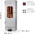 KAISER COMPANY '100' Hochwertiger Elektrischer Räucherofen/Räucherschrank Aus Edelstahl I Tragbarer Smoker 110 Cm I Passen Bis Zu 15Kg Fleisch I 2000W I Mit Zubehör I NICHTROSTEND