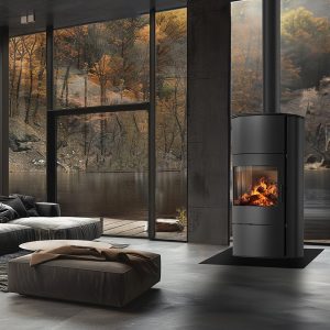 KRATKI Kaminofen Rollo 8 Kw Mit Raumluftunabhängig Ø 150 Mm, Bimschv Stufe 2, EEK A+ - Kaminofen HKI - Schwarz Verkleidung