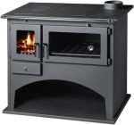 EEK a Kaminofen Mit Backfach Und Herdplatte Werkstattofen Viki 10,5 Kw Schwedenofen Kamin Hüttenofen Ofen Grau