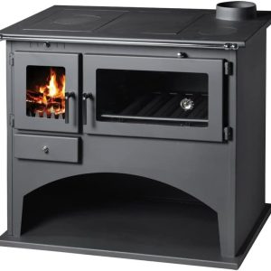 EEK a Kaminofen Mit Backfach Und Herdplatte Werkstattofen Viki 10,5 Kw Schwedenofen Kamin Hüttenofen Ofen Grau