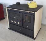 Kaminofen Mit Backfach Und Herdplatte Pracktik Lux Beige LINKS Holzofen 9,5 Kw Kamin Ofen Dauerbrandofen Werkstattofen Schwedenofen Hüttenofen Heizofen