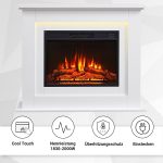 BALDERIA Finn - Elektrokamin Mit Heizung in Weiß Mit Kaminsims, 3D Flammeneffekt