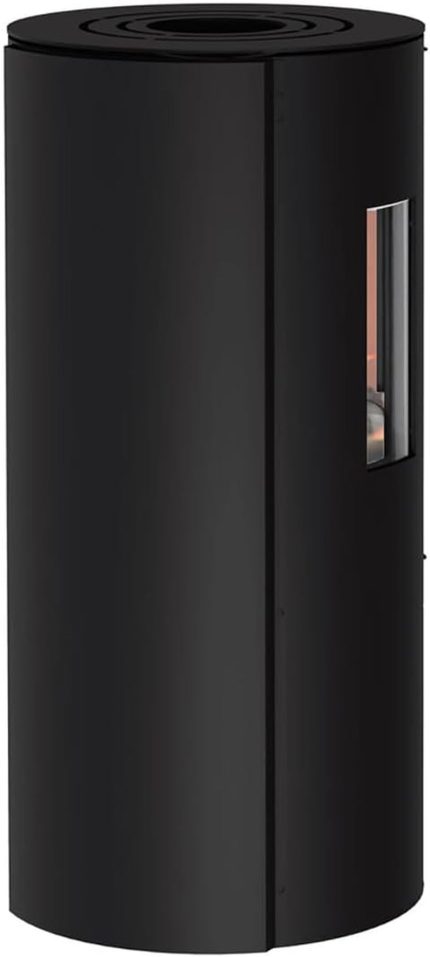 Kaminofen Thermia Hiron Trio 3 Sichtscheiben Modernes Design 6 Kw Holzofen Stahl Schwarz Rund