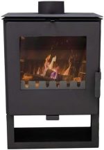 Kaminofen ALAZ K5S Schwarz 6 Kw, Kamin Heizofen Dauerbrandofen Holzofen, Кaminholz Hüttenofen, Кaminfeuer, Briketts Kamin, Fireplace Wood