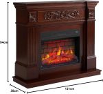 Elektrokamin Toscana AF23BS, Elektrischer Standkamin Mit Heizung 1800 W, Realistischer Flammeneffekt, Led-Beleuchtung, Fernbedienung, Timer, Thermostat, Knistereffekt, MDF, Russet