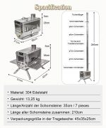 TOMOUNT Zeltofen Tragbar Edelstahl Campingherde Holzofen Mit Schornstein, Holzkocher Für Zelte, Unterkünfte Und Camping