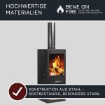 BENE on FIRE Terrassenofen Delaware 150 Cm | Gartenkamin Outdoor Kaminofen Modern | Gartenofen Mit Brennkammer Und Holzlager | Terrassenkamin Stahl Schwarz | Feuerofen Für Die Terrasse Gartenparty