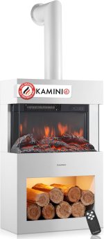 KAMINIO Henri Elektrokamin mit Kaminrohr – 1800W – 3D-Flammeneffekt & Fernbedienung – Stilvolle Heizlösung für Wohn- & Schlafzimmer – In Schwarz & Weiß erhältlich – Bild 7