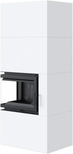 KRATKI Home Simple Box Kaminofen 8 Kw - Holzofen Stahlverkleidung Weiß 2-Seitig - Türanschlag Links, Fertigbausatz - Ø200 Mm Rauchrohranschluss - Bimschv 2 Zertifiziert