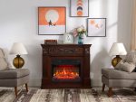 Elektrokamin Toscana AF23BS, Elektrischer Standkamin Mit Heizung 1800 W, Realistischer Flammeneffekt, Led-Beleuchtung, Fernbedienung, Timer, Thermostat, Knistereffekt, MDF, Russet
